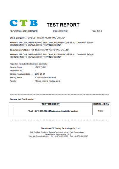 FDA Grade CERTICIATE LDPE TUBE